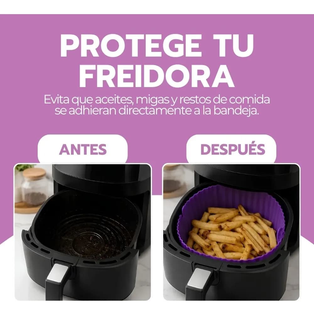 Cesta Silicona Freidora Aire Bandeja Morado Circular Rosa — imagen 6