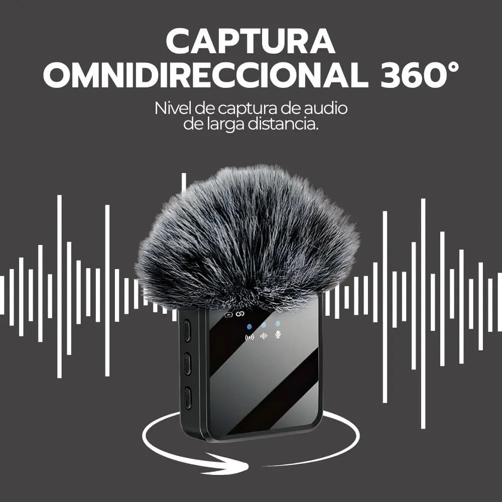Micrófono Doble Inalámbrico Con Receptor 3 En 1 Universal Negro — imagen 8