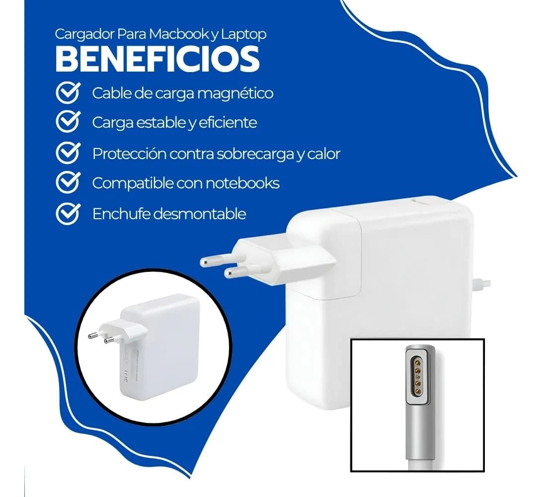 Cargador Para Macbook Y Laptop 60w Conector Magnético Blanco — imagen 4