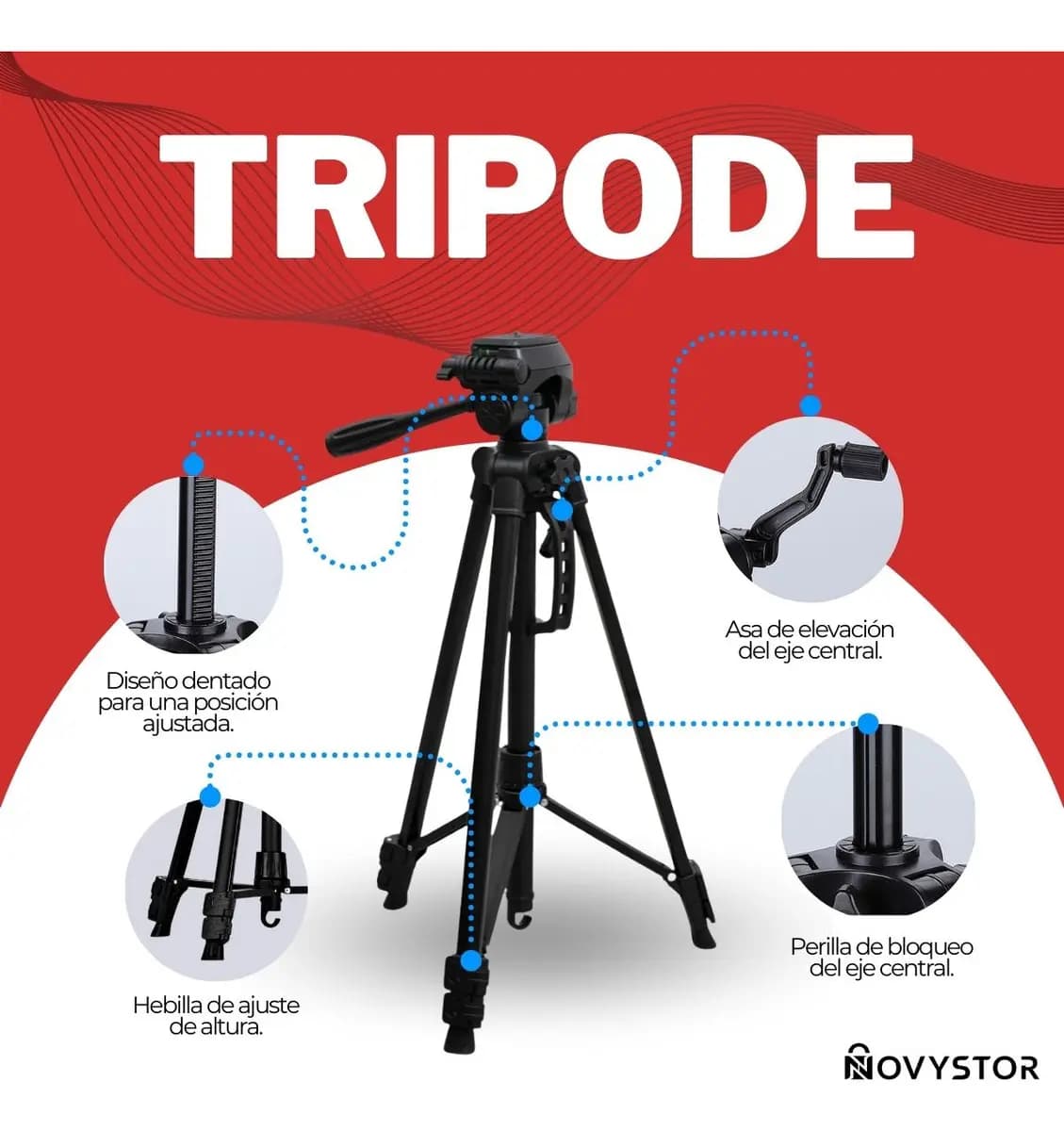 Trípode Profesional Para Cámara, Celular, Video Color Negro — imagen 3