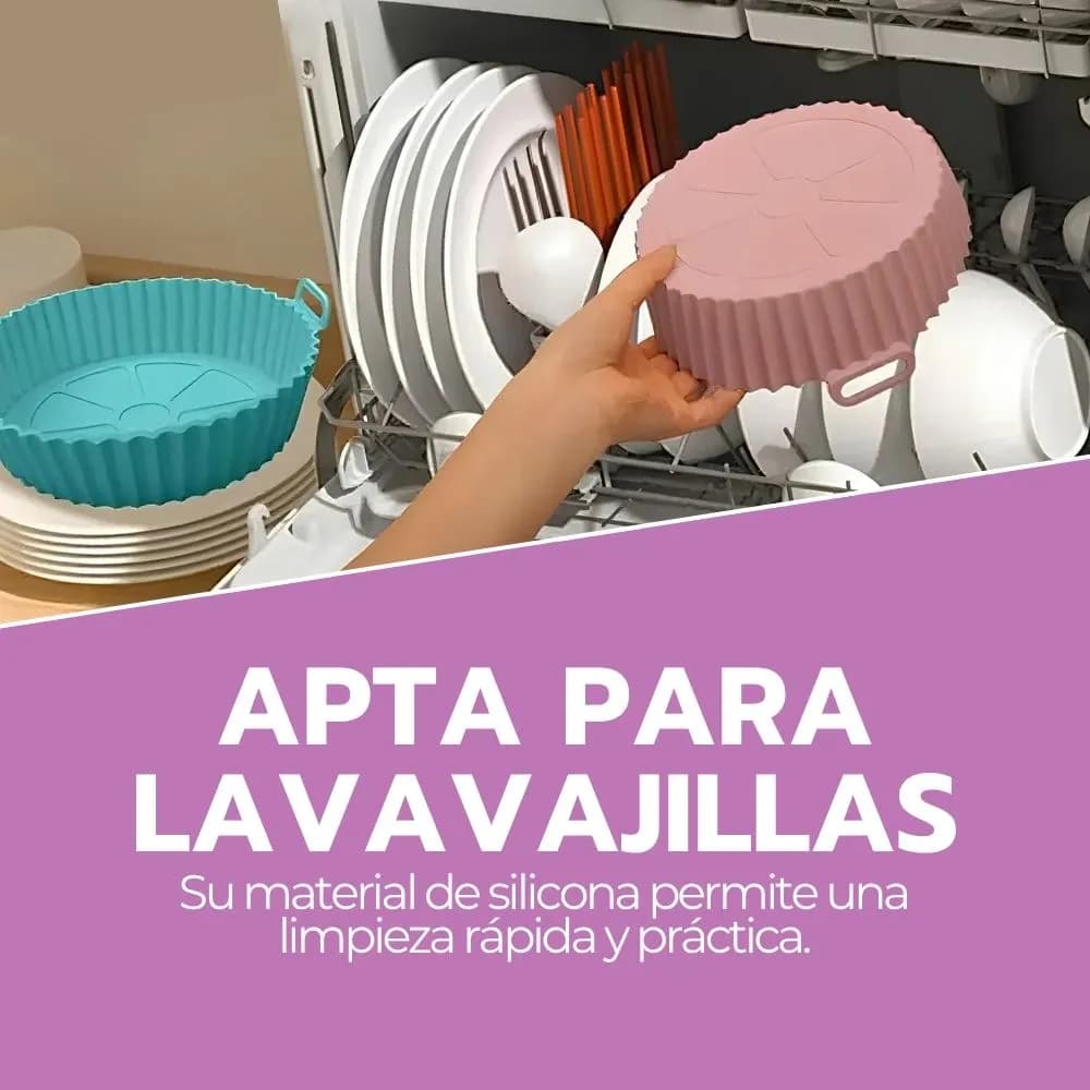 Cesta Silicona Freidora Aire Bandeja Morado Circular Rosa — imagen 8