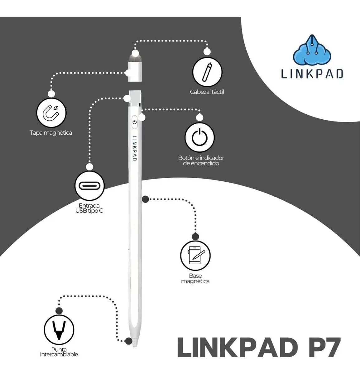 Lápiz Stylus Universal 2 En 1 Con Función De Inclinación P7 — imagen 3