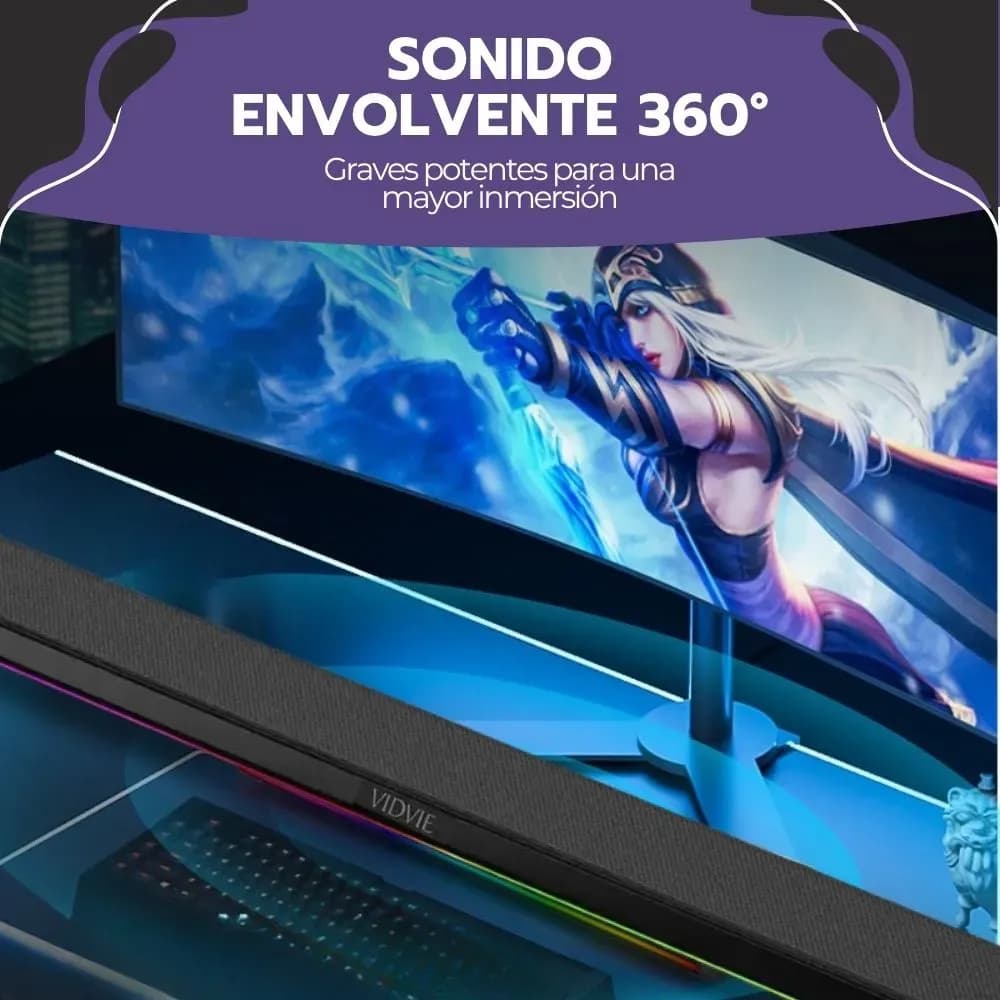 Barra De Sonido Bluetooth 5.3 Soundbar 80cm Con Luces Rgb Negro — imagen 5