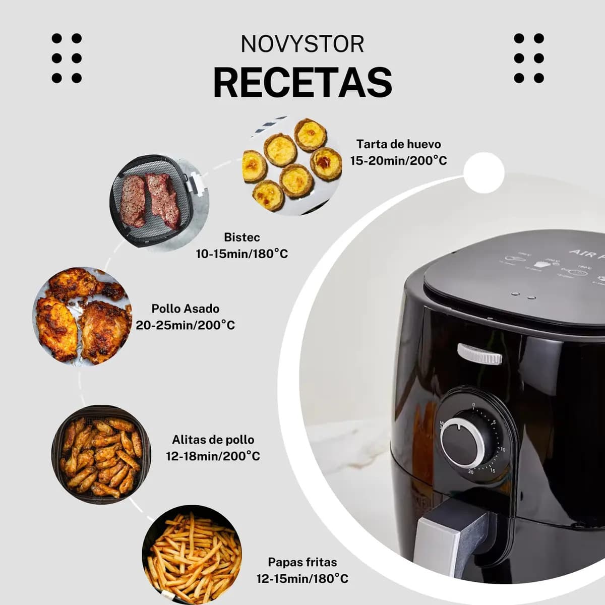 Freidora De Aire Manual 5l, Saludable Y Sin Aceite, 1350w Color Negro — imagen 10