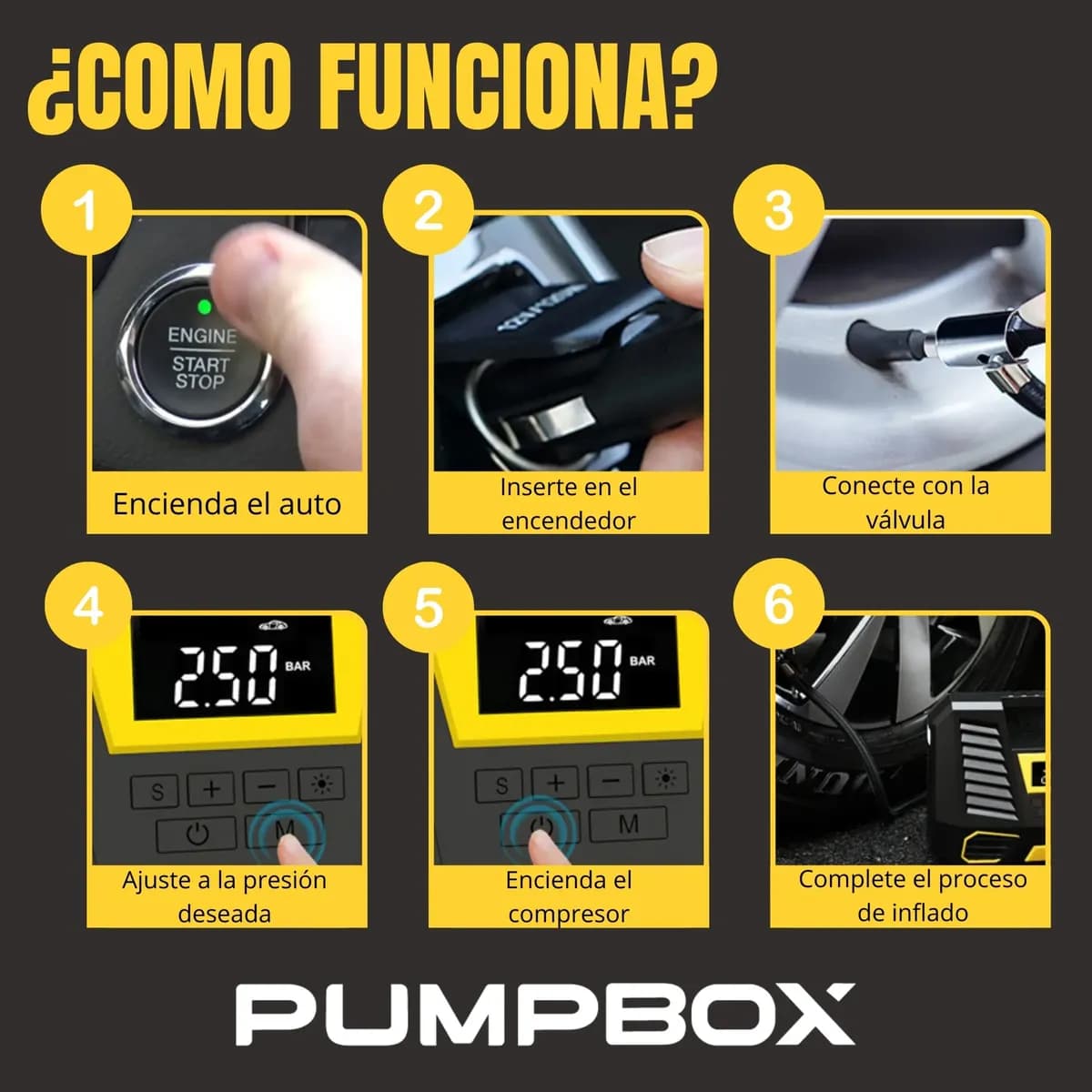 Compresor De Aire Portátil Digital 12v Profesional Negro — imagen 10