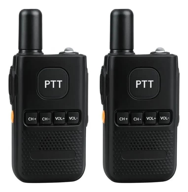 Walkie Talkie Profesional Fm Recargable Con Auriculares Negro