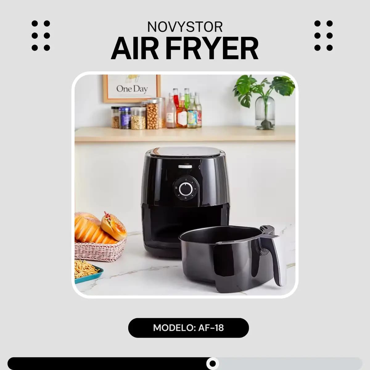 Freidora De Aire Manual 5l, Saludable Y Sin Aceite, 1350w Color Negro — imagen 3