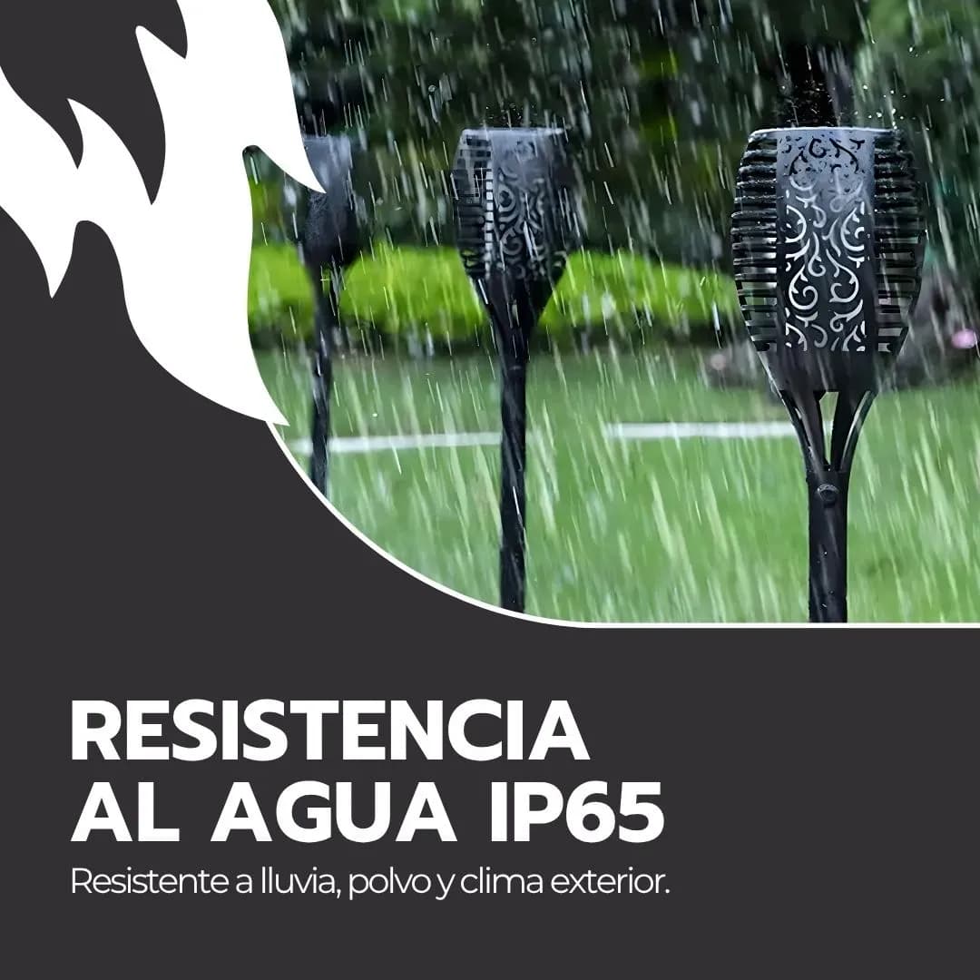 Lampara Solar Antorcha Para Jardín Estaca Efecto Fuego Ip65 Negro — imagen 8