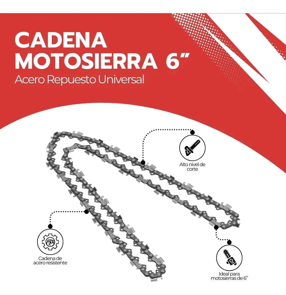 Cadena Motosierra 6 Acero Repuesto Universal — imagen 3