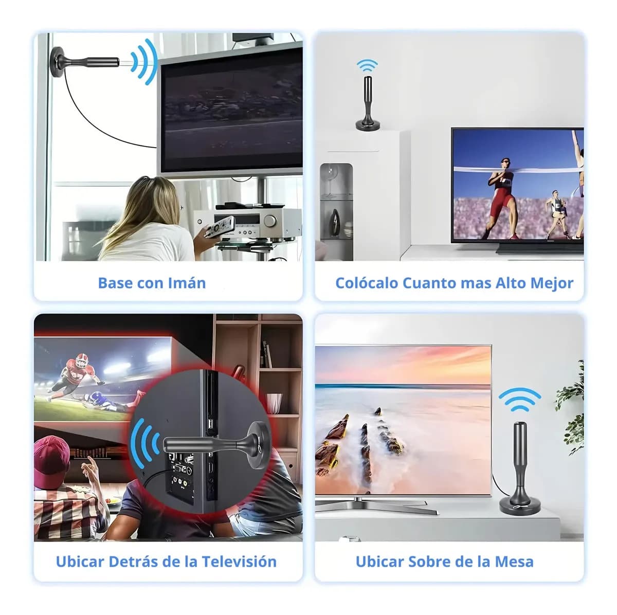 Pack 2 Antena Tv Digital Hd Tvd Smart Tv Negro — imagen 4