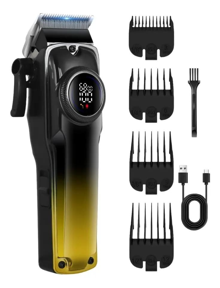 Cortadora De Pelo Digital Pantalla Lcd Recargable Usb Pro Negro
