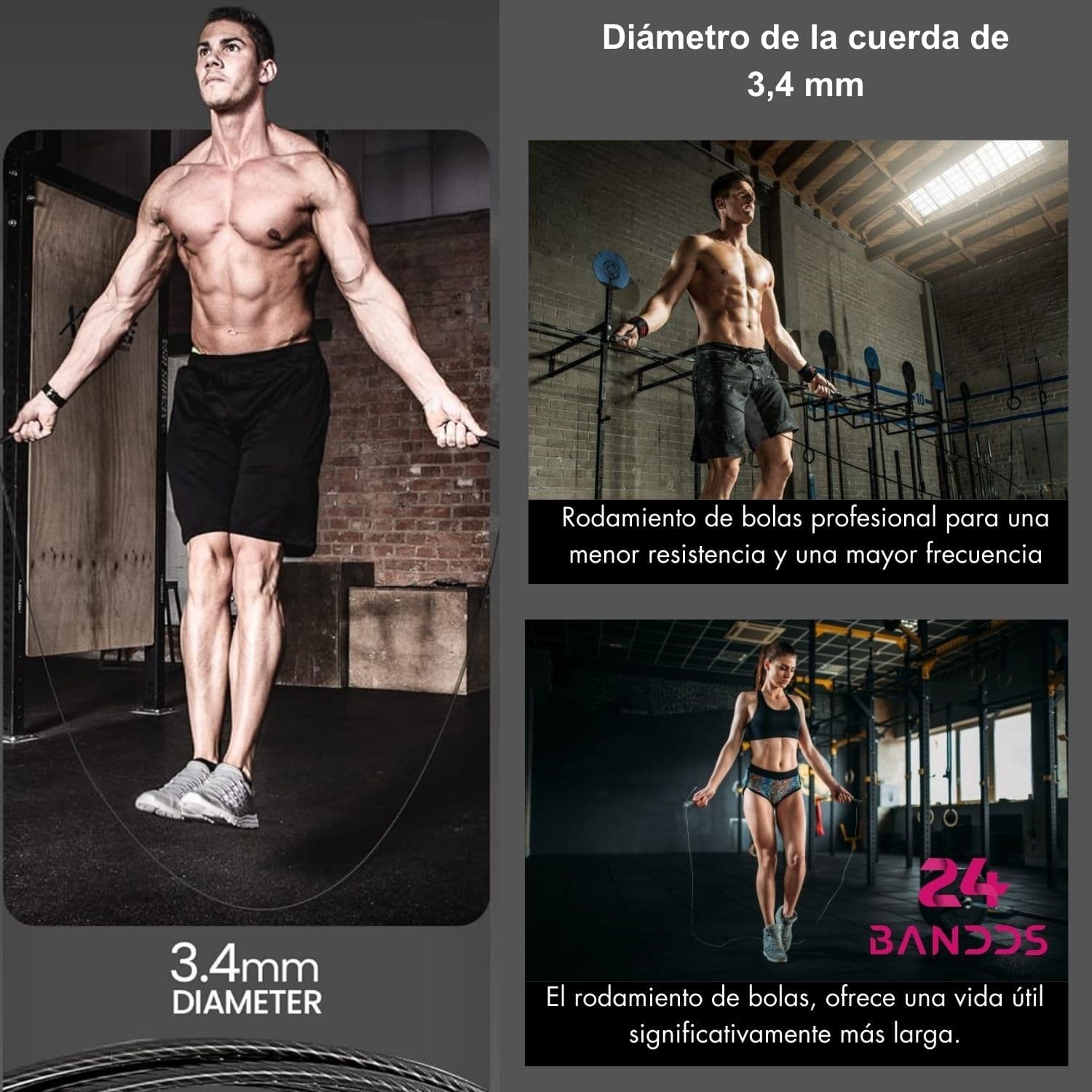 Cuerda para saltar crossfit ajustable con rodamiento + Bolso — imagen 4