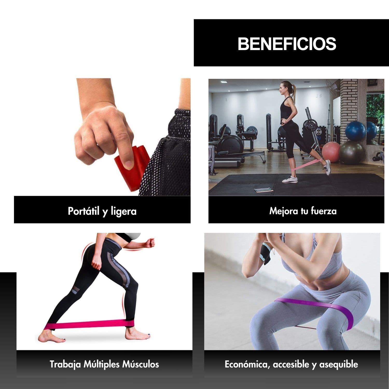 Pack 5 Bandas Elásticas Resistencia Circulares Yoga Pilates — imagen 6