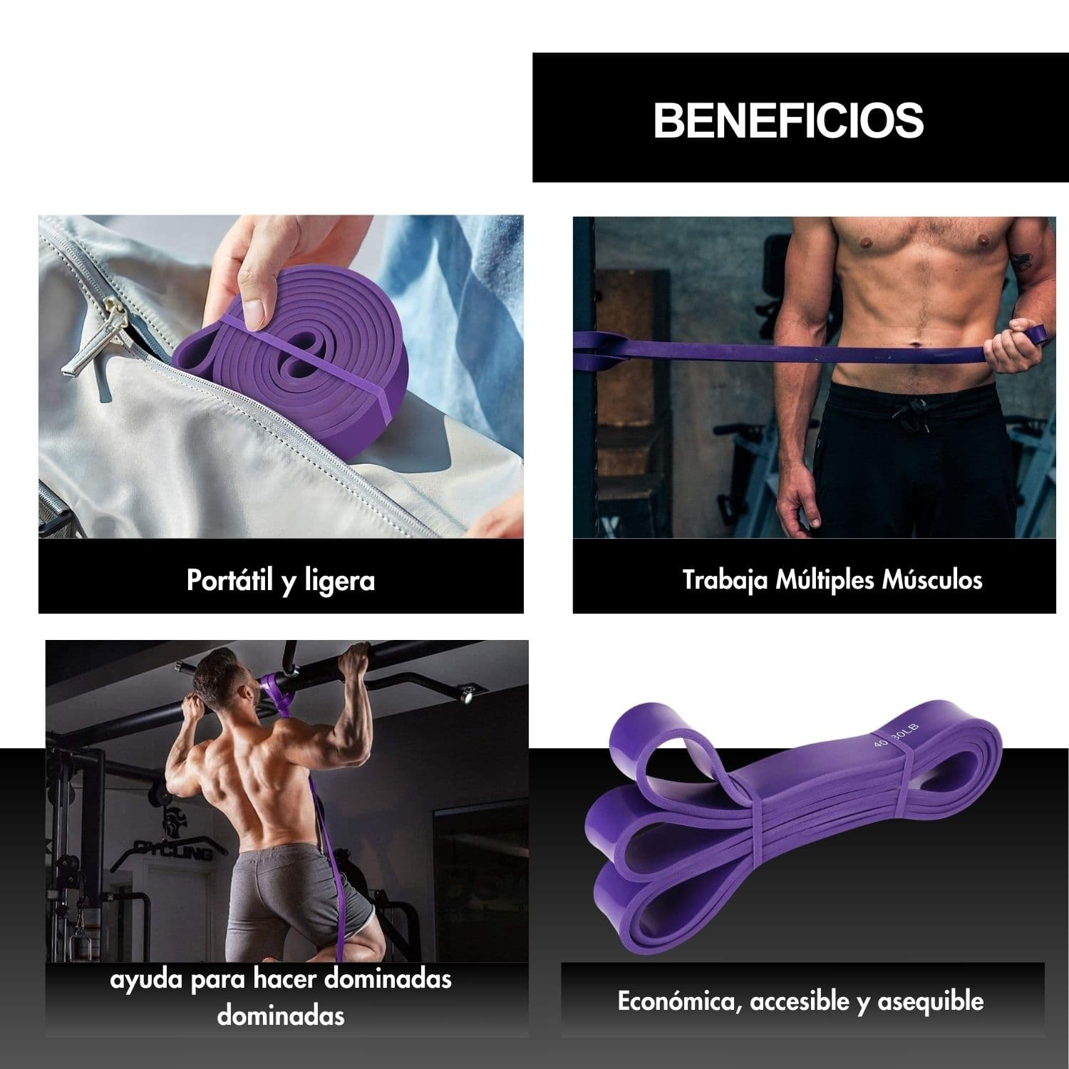 Powerband banda de Resistencia Crossfit Gym Calistenia 36kg — imagen 5
