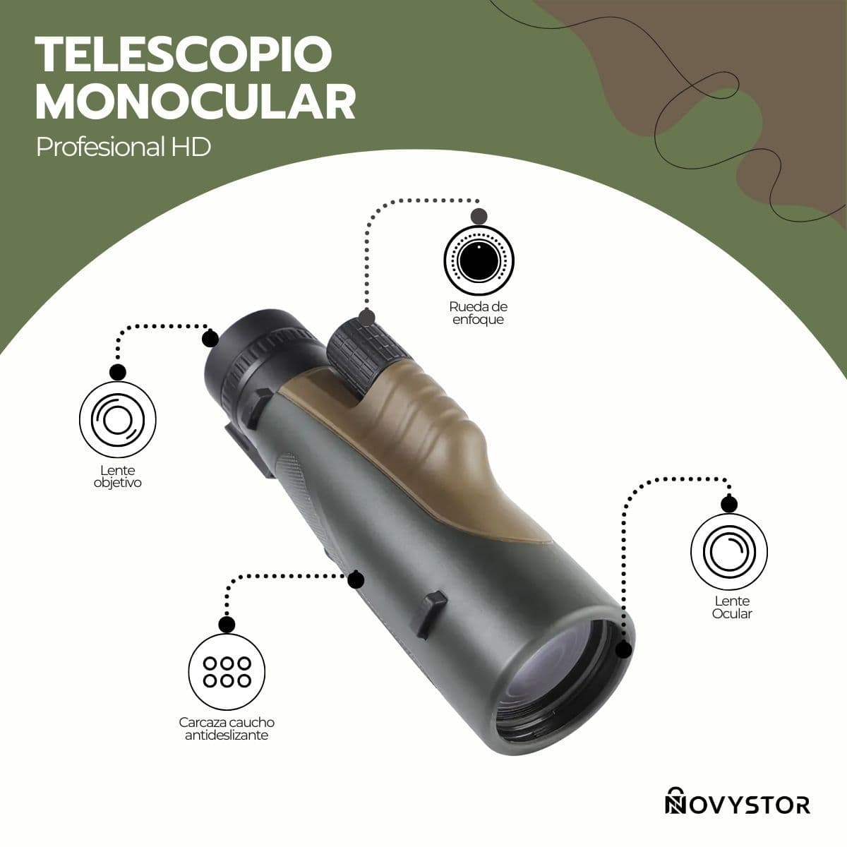 Telescopio Monocular HD 50X BAK4 Impermeable Trípode — imagen 2