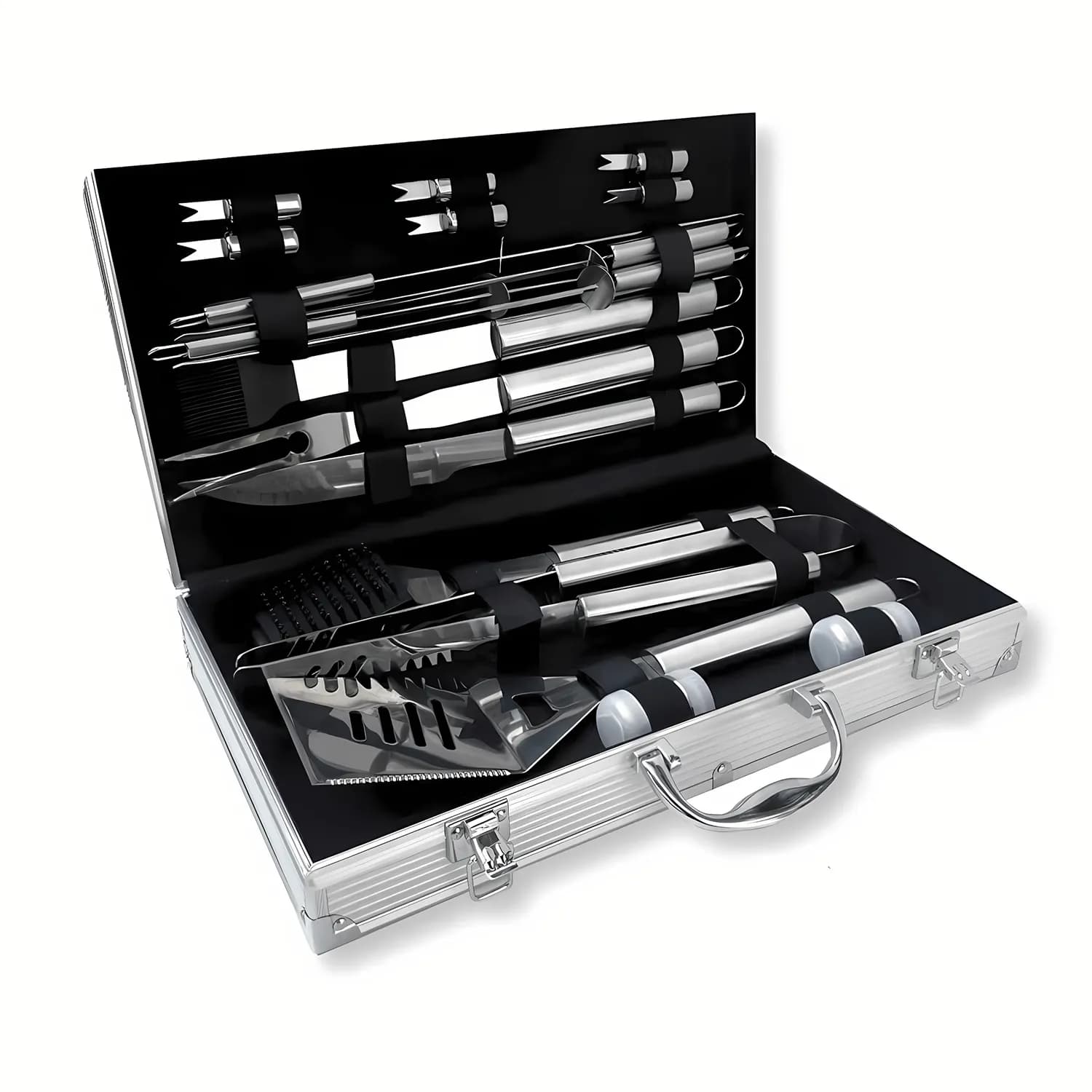 Set Parrillero Asado Barbacoa 18 Pcs En Maleta Kit Parrilla