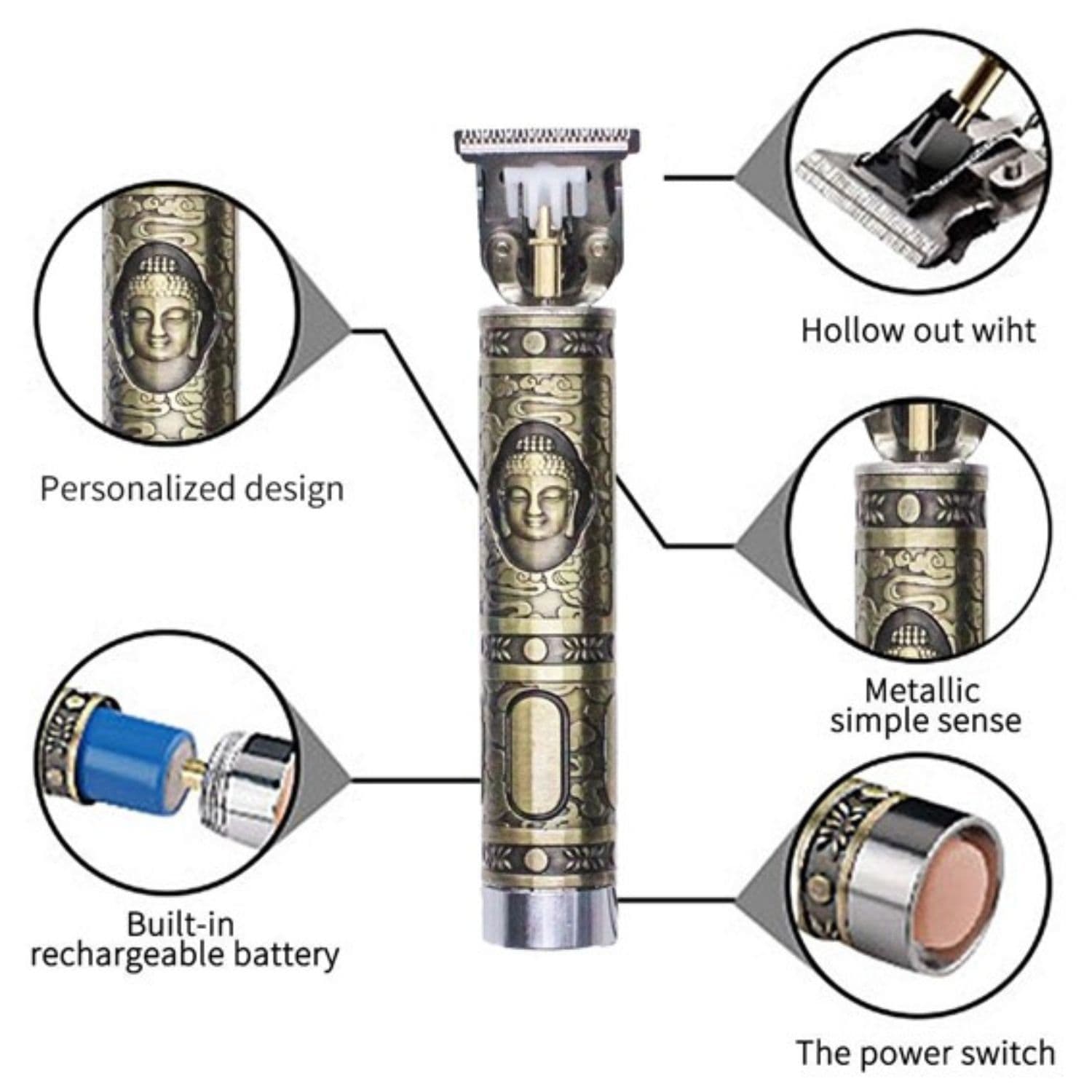 Maquina Cortadora Pelo Metálica Recargable Usb Profesional — imagen 4