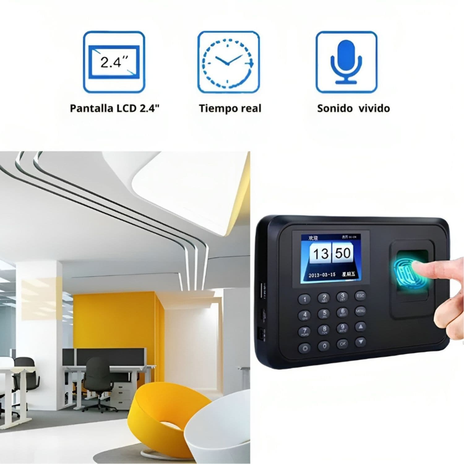 Reloj Control Asistencia Huella Digital Biométrico SXC-08049 — imagen 2
