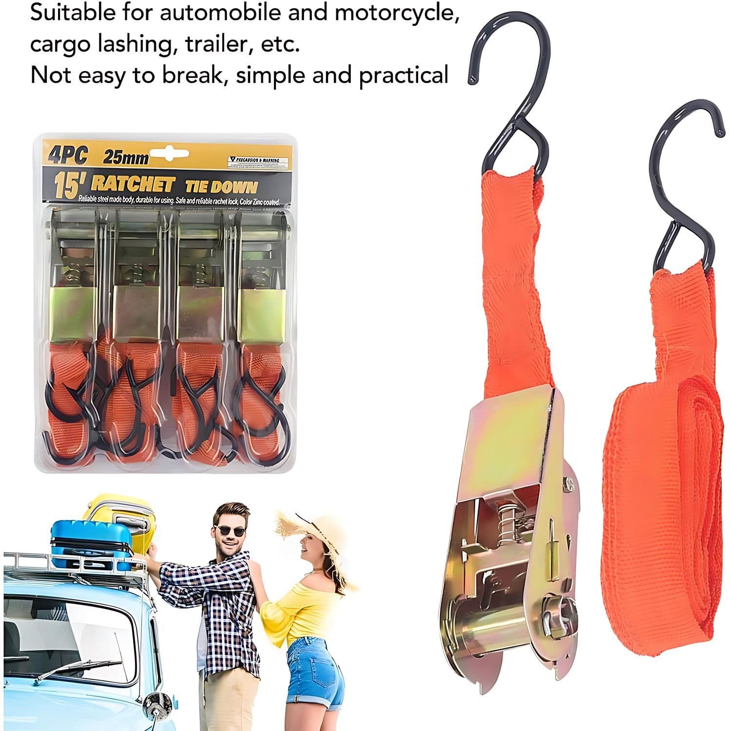 Set Juego Eslinga Cinta de Amarre Ratchet - 4 Piezas — imagen 2