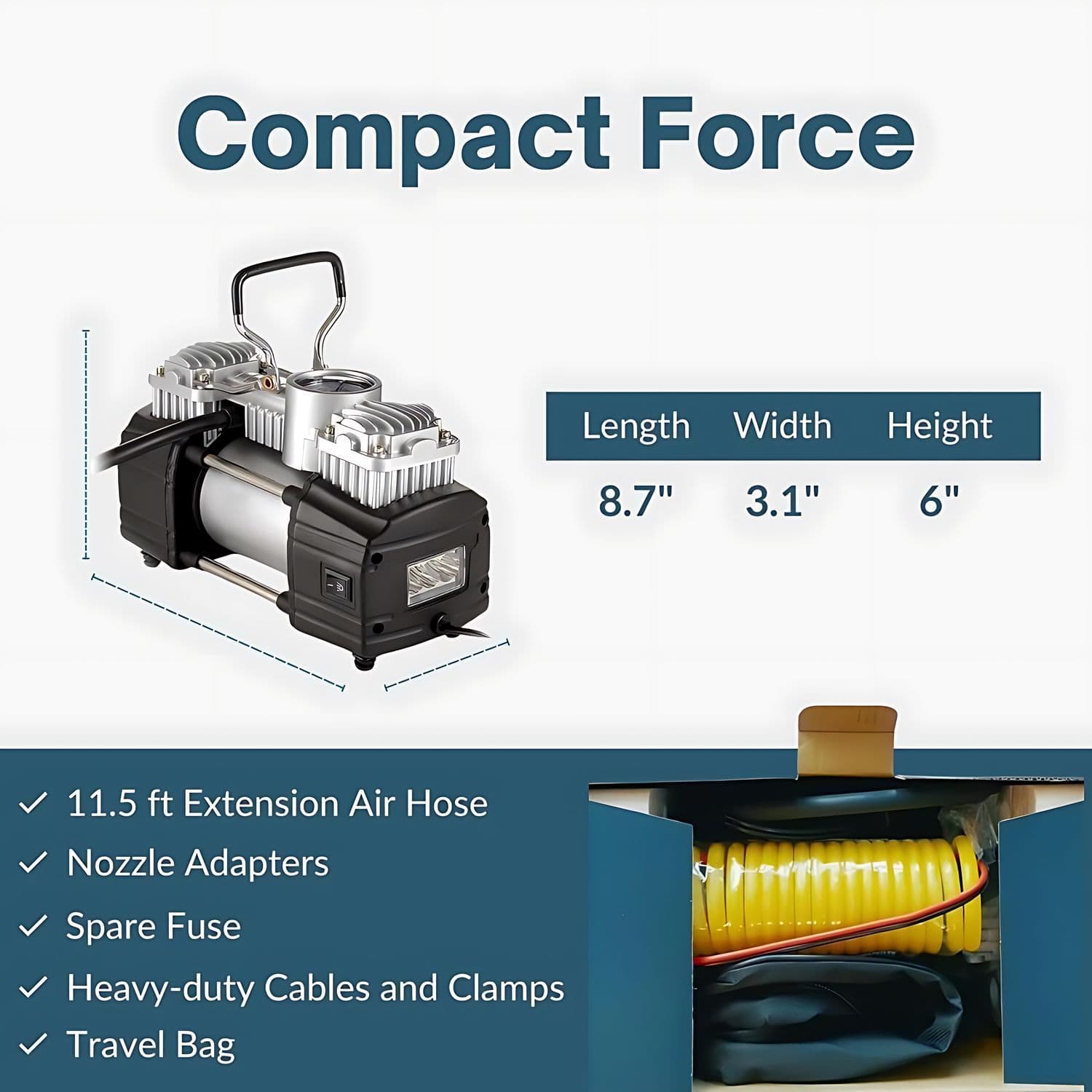 Compresor De Aire Doble Cilindro 12v Inflador Neumaticos — imagen 5