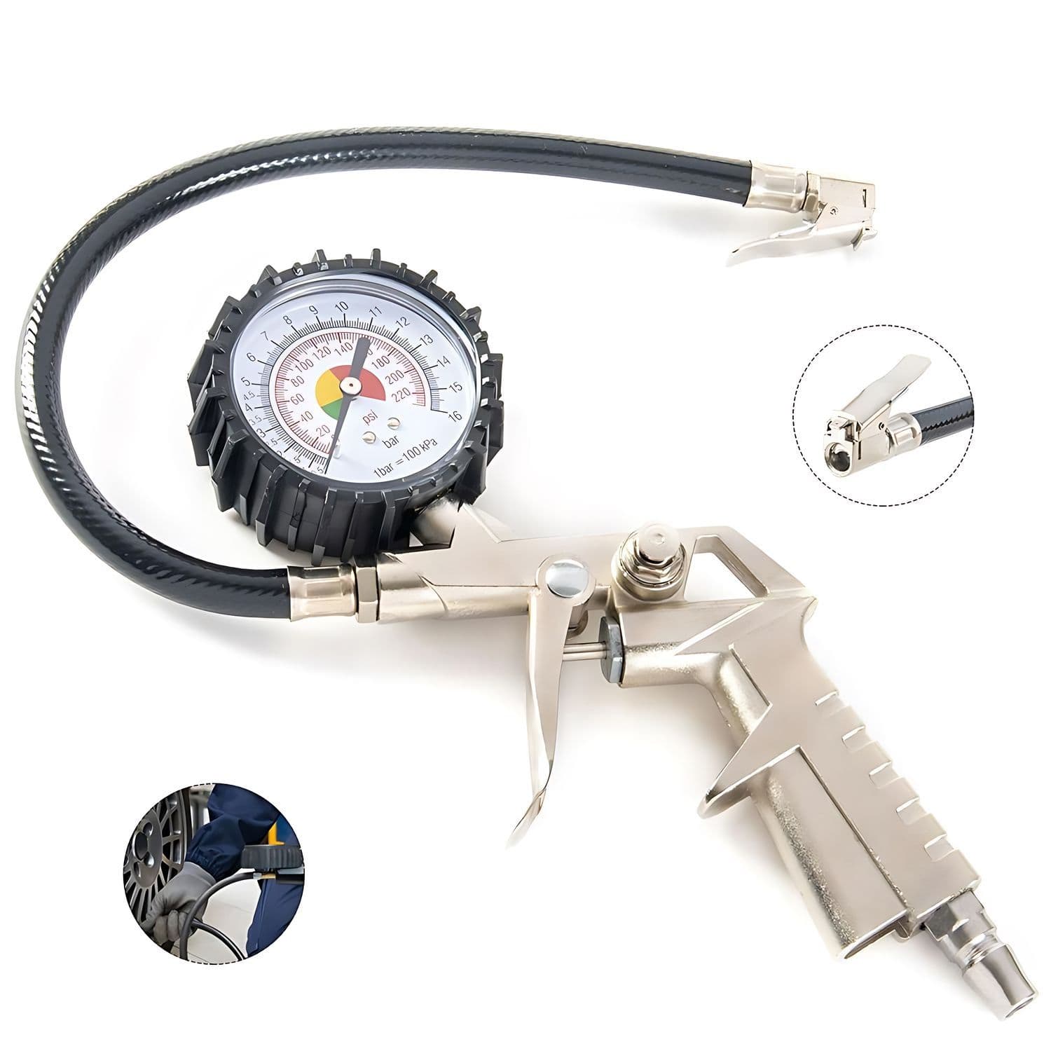 Pistola Para Inflar Y Calibrar Neumaticos Con Manometro — imagen 1
