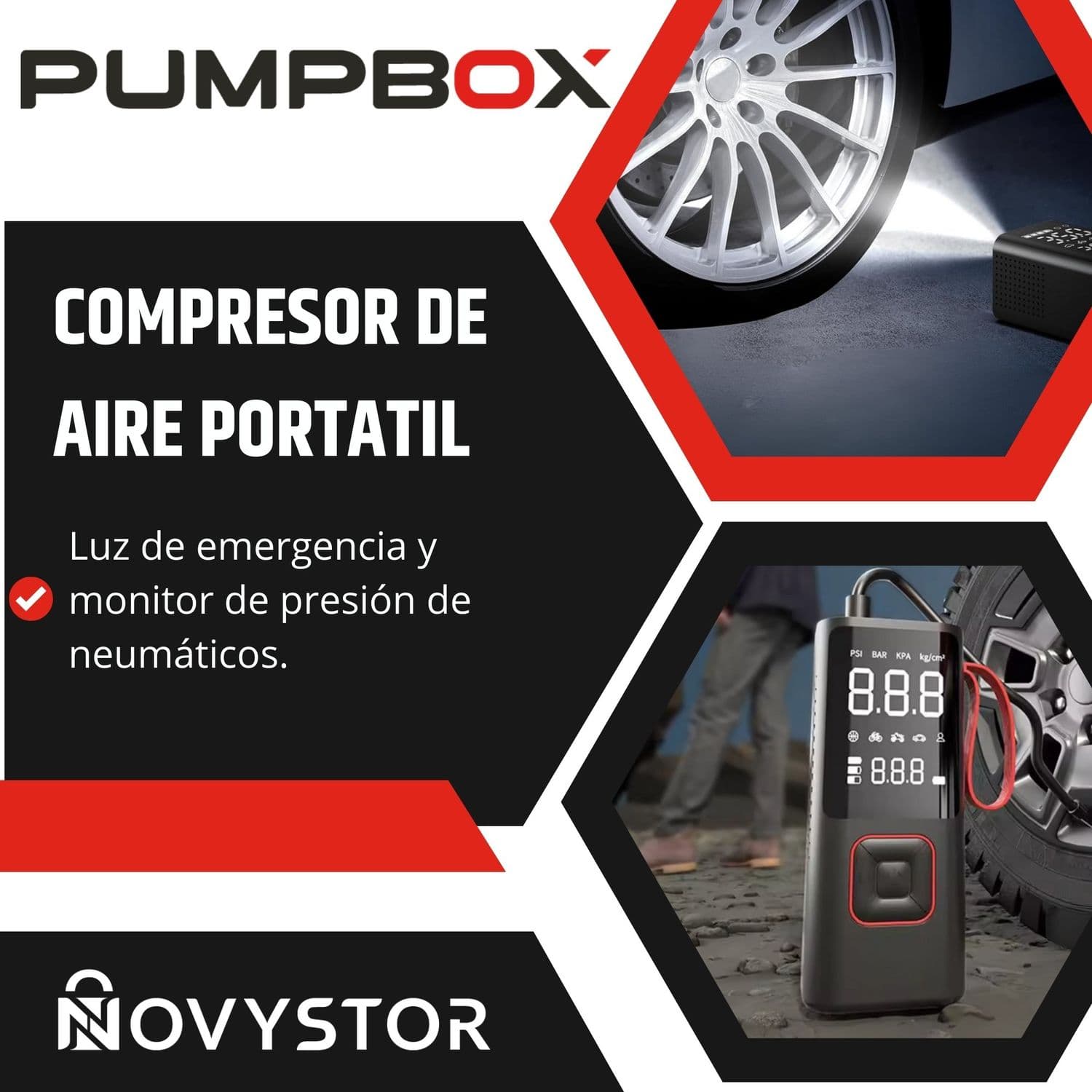 Compresor de aire para auto Portátil Digital a Batería 12V — imagen 2