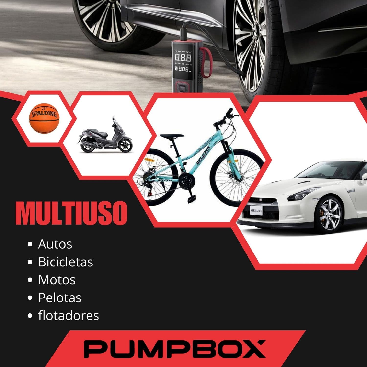 Compresor de aire para auto Portátil Digital a Batería 12V — imagen 4