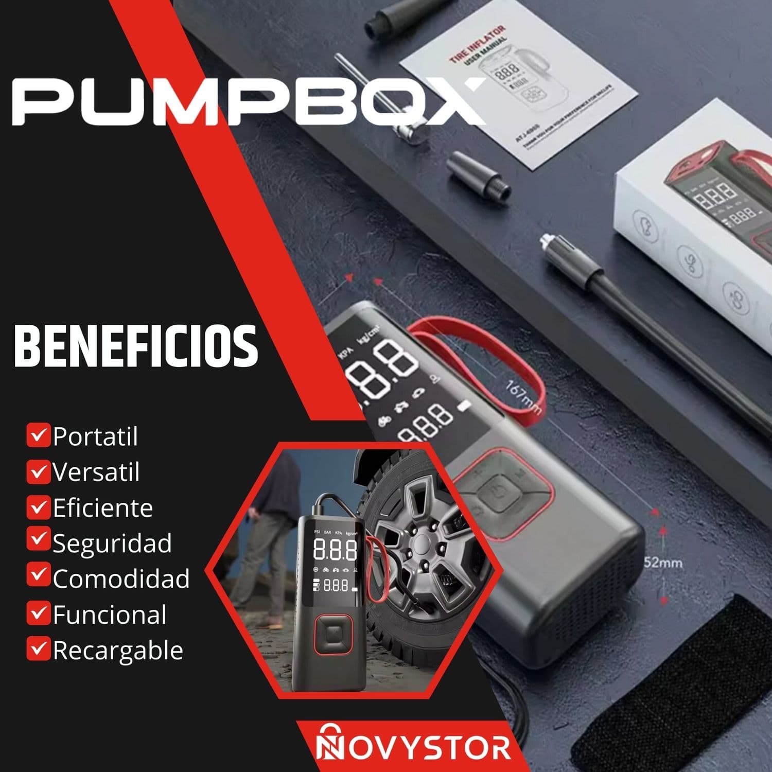 Compresor de aire para auto Portátil Digital a Batería 12V — imagen 6