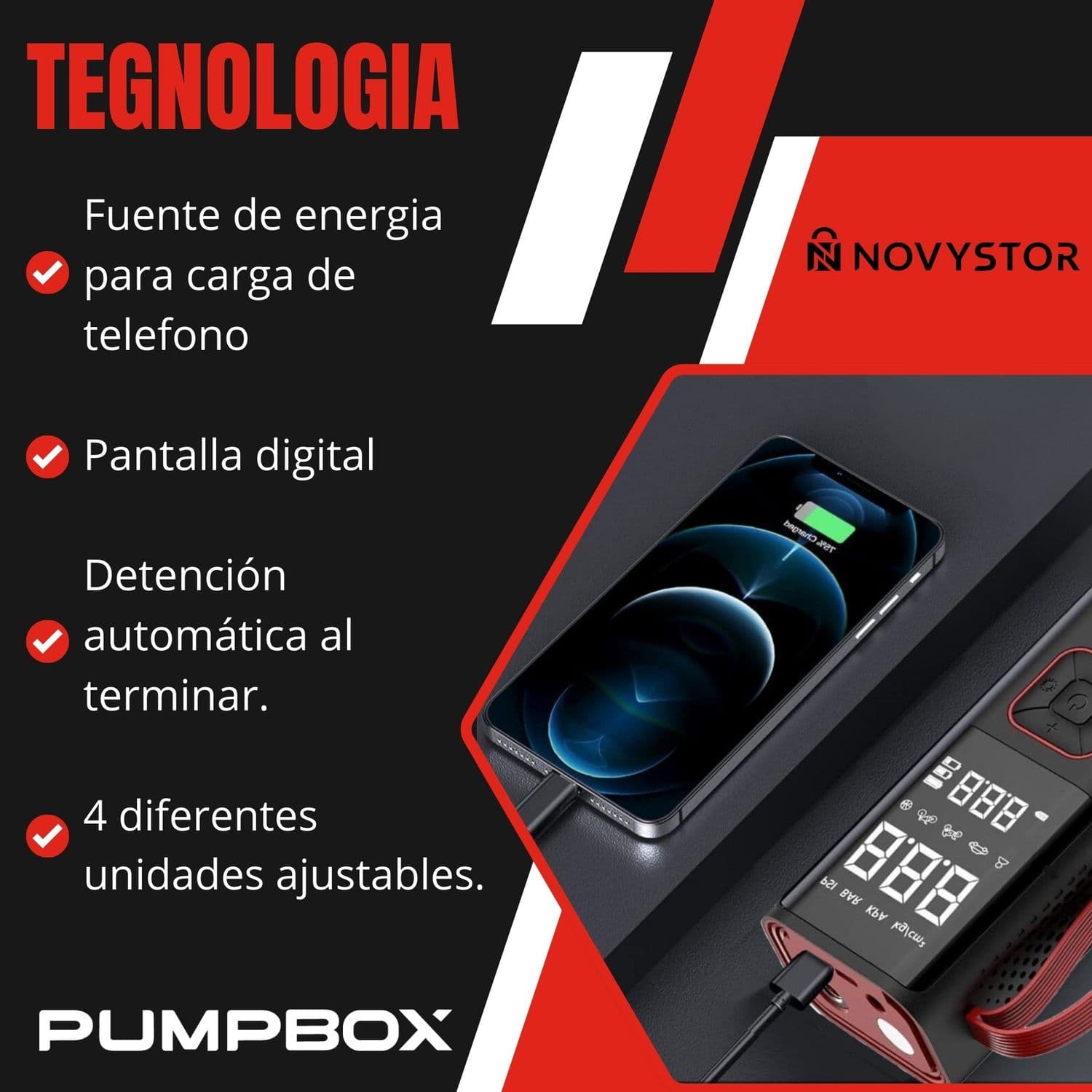 Compresor de aire para auto Portátil Digital a Batería 12V — imagen 8