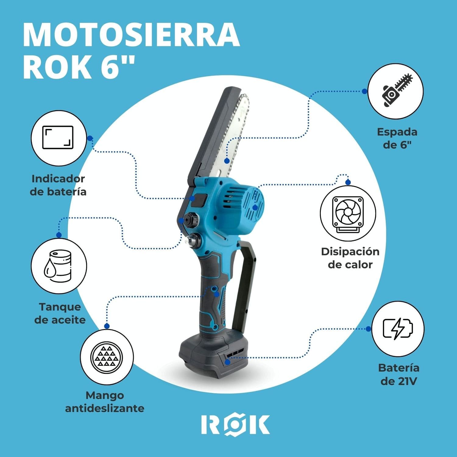 Electrosierra Motosierra inalámbrica 6"+Pantalla+ 2 baterías — imagen 2