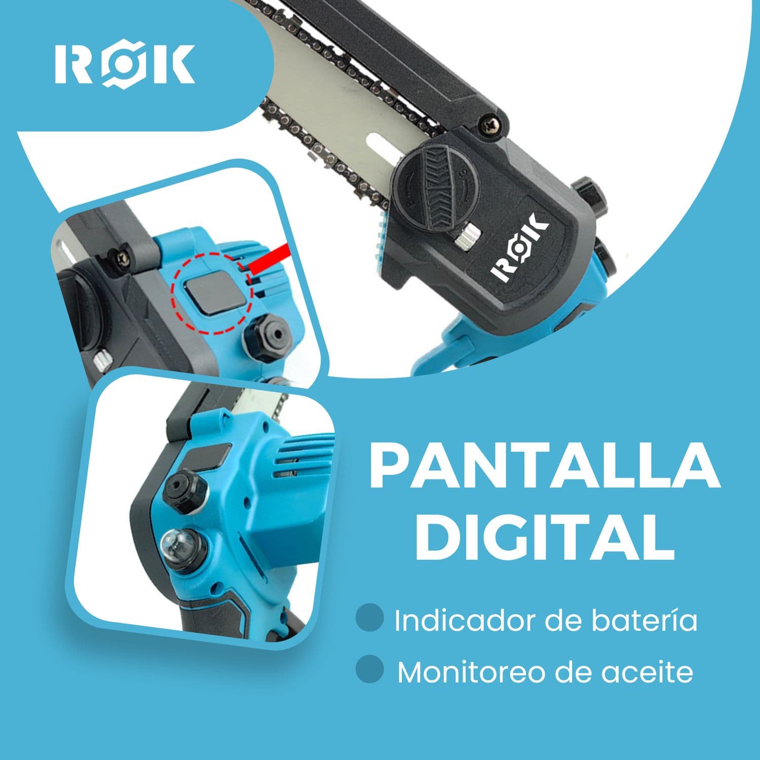 Electrosierra Motosierra inalámbrica 6"+Pantalla+ 2 baterías — imagen 7