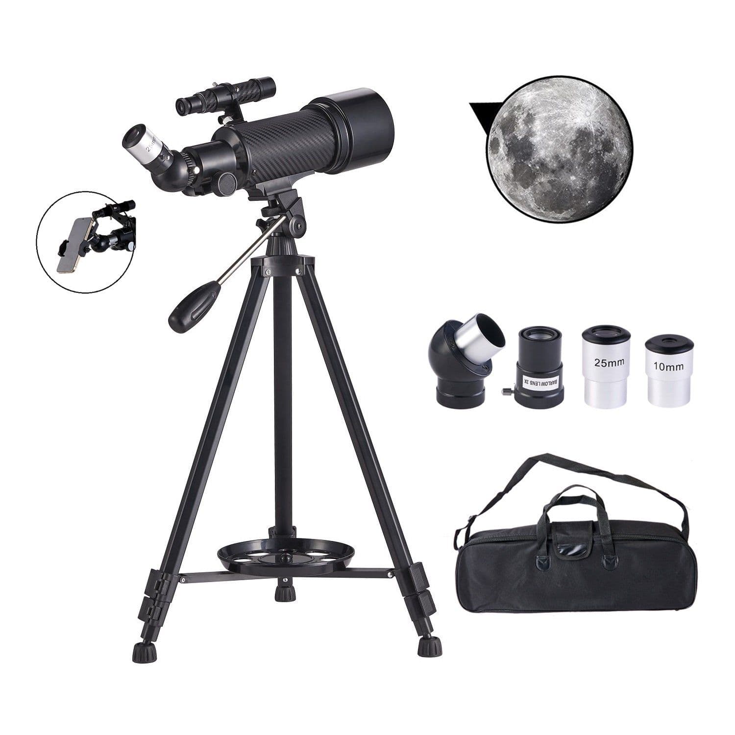 Telescopio Astronómico Profesional 40070m Fibra Carbón