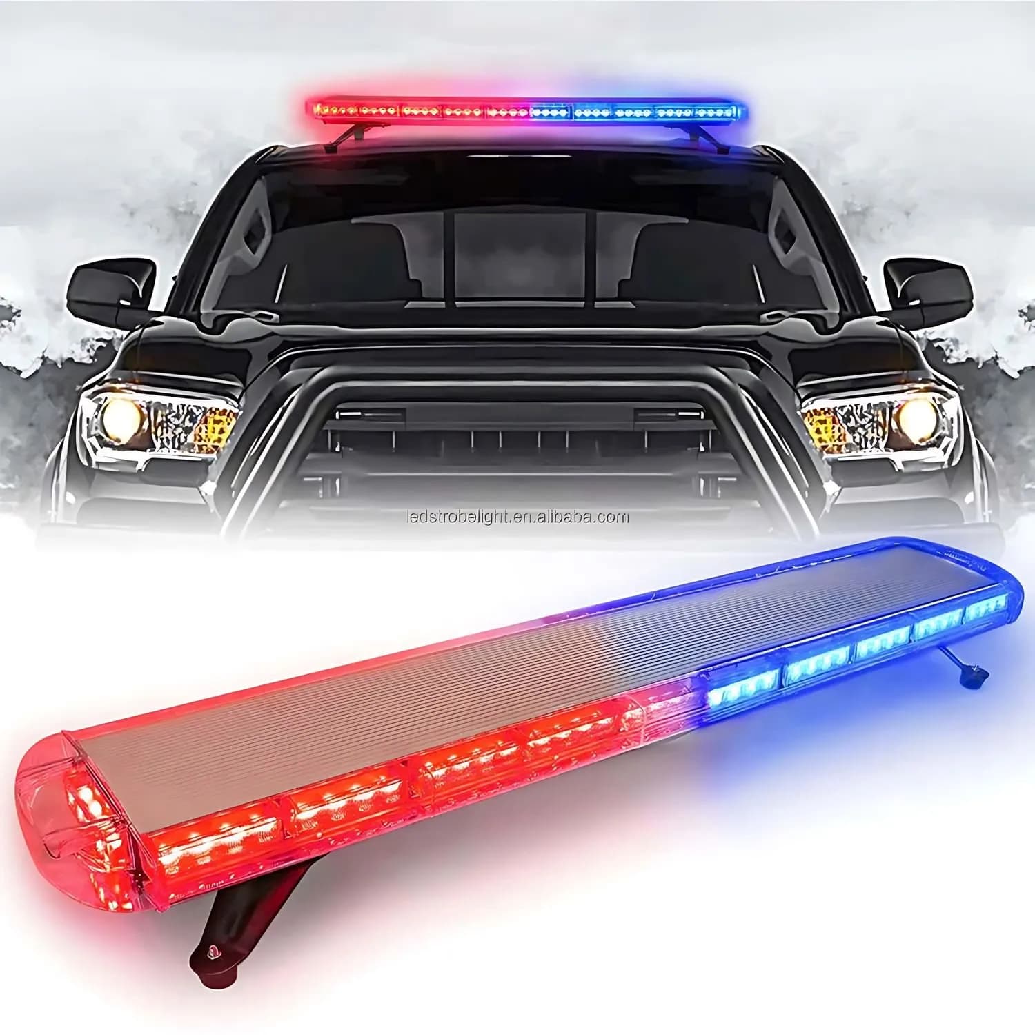 Baliza Led Barra Auto Rojo Azul Emergencia 120cm 88 Led 12v