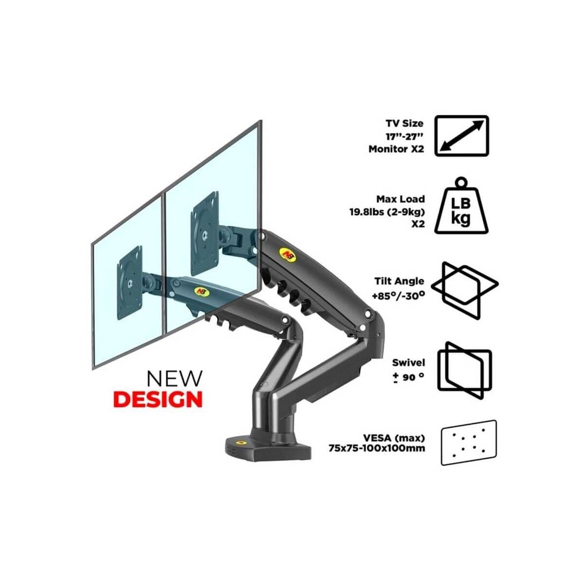 Base Escritorio Soporte Televisor Monitor 17 -27 2-9kg F160 — imagen 2