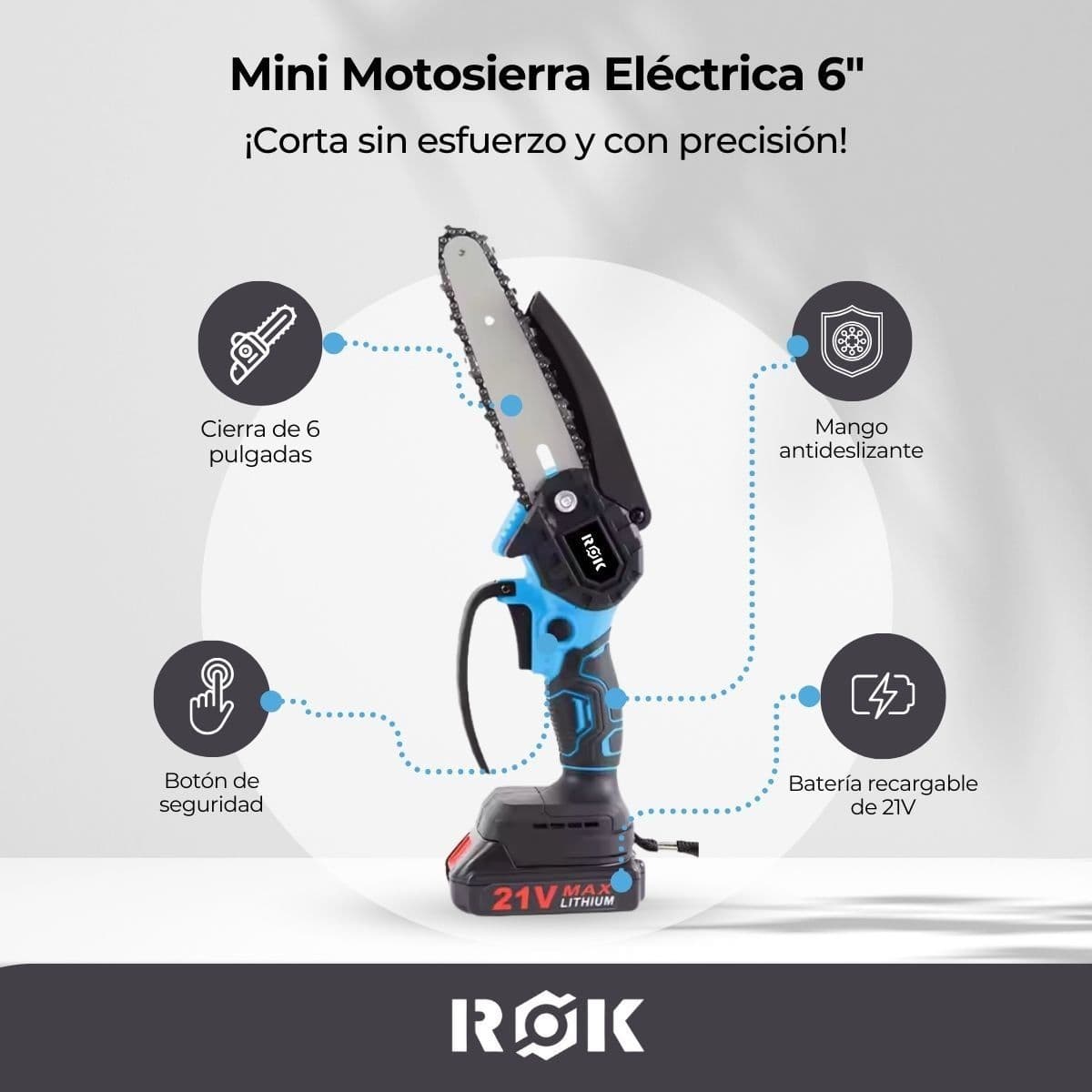 Motosierra de Mano eléctrica Inalámbrica de 6" + 2 Baterías — imagen 3