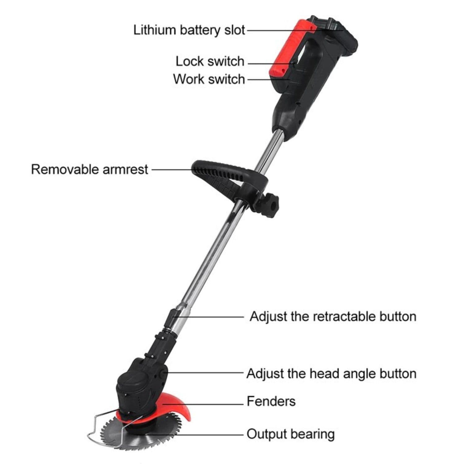 Cortadora Podadora De Pasto Cesped Eléctrica Recargable 800w — imagen 5