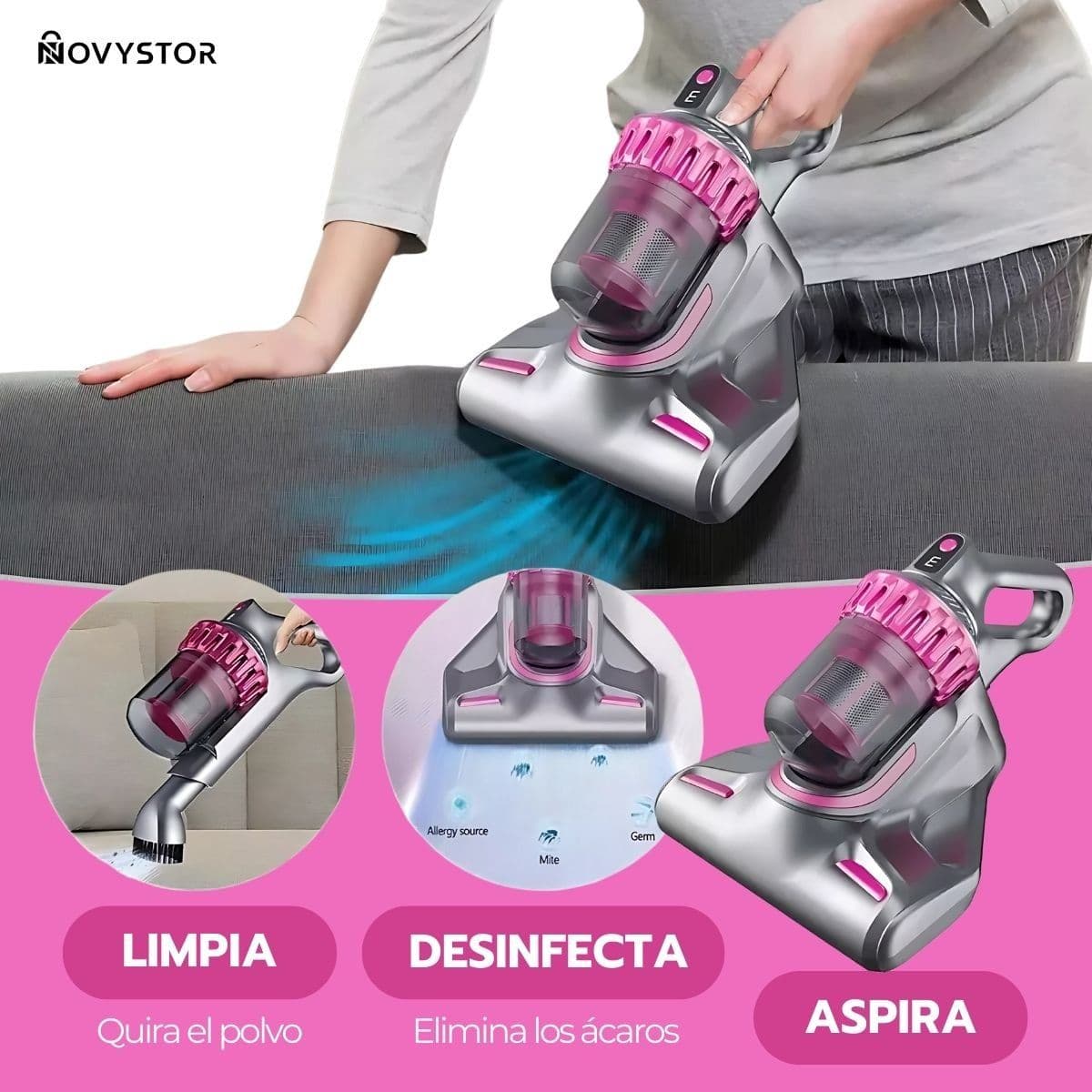 Aspiradora de Ácaros 4en1 Inalámbrica con Luz UV Portátil — imagen 8