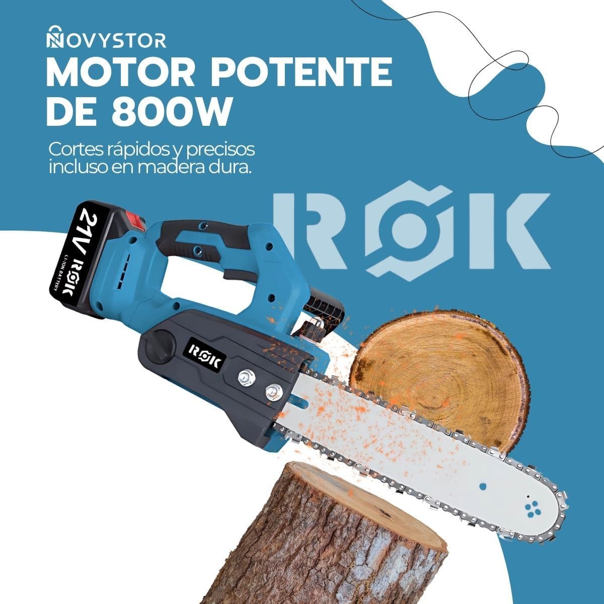 Motosierra Eléctrica ROK 12" 900W 21V 2 Baterías Litio — imagen 6