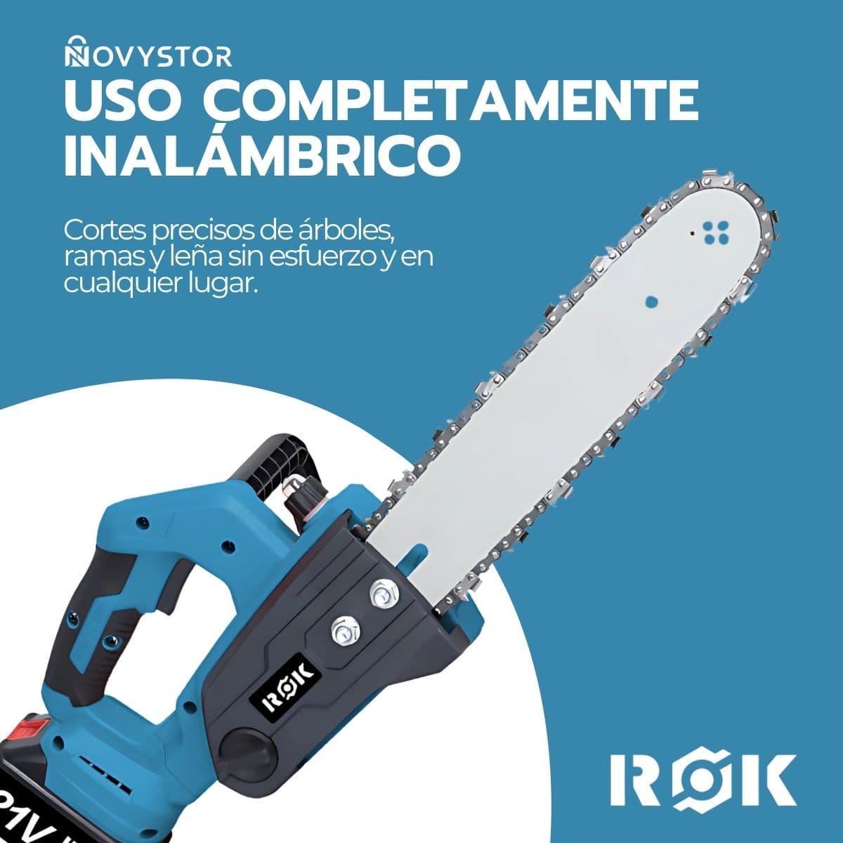 Motosierra Eléctrica ROK 12" 900W 21V 2 Baterías Litio — imagen 7