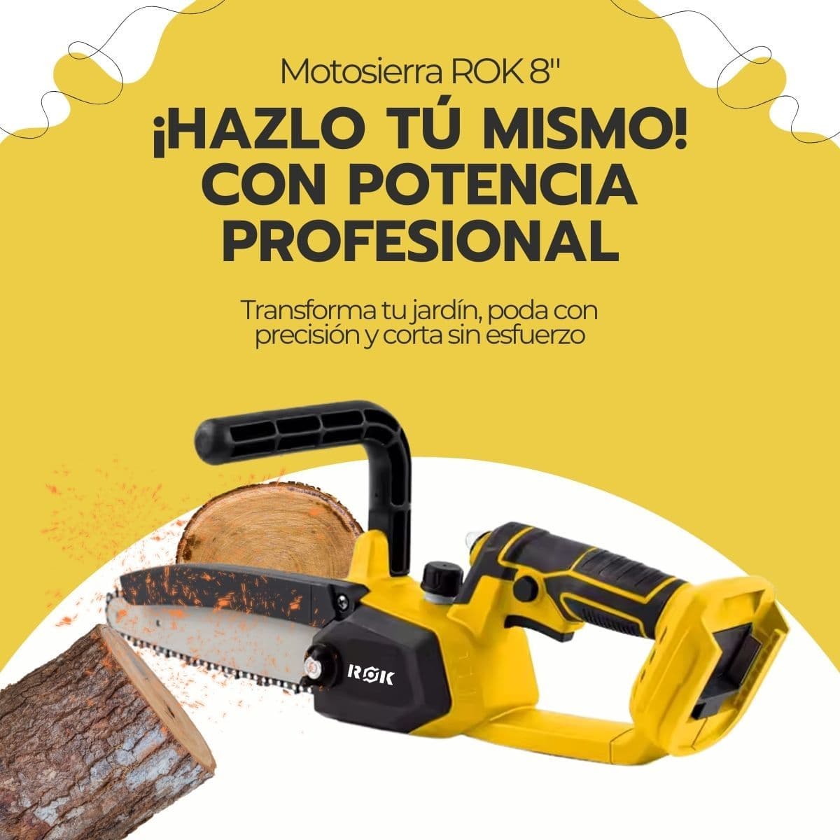 Motosierra Inalámbrica ROK 8" 21V + 2 Baterías y Cadena — imagen 5