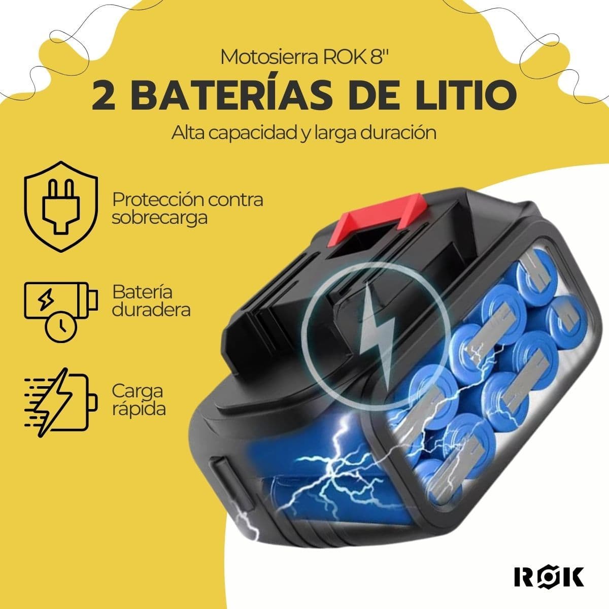 Motosierra Inalámbrica ROK 8" 21V + 2 Baterías y Cadena — imagen 8