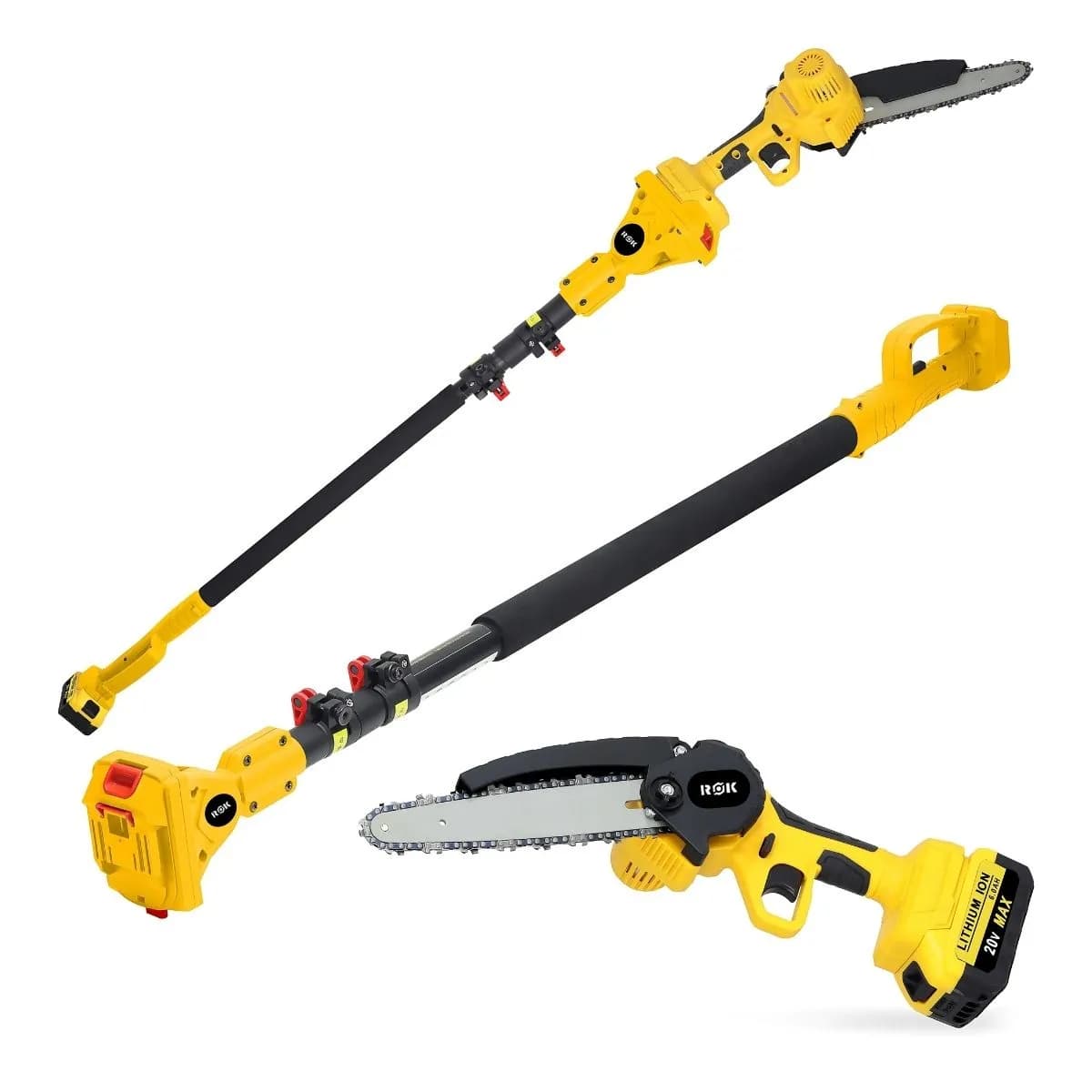 Motosierra 6” ROK Inalámbrica + Extensor y 2 Baterías
