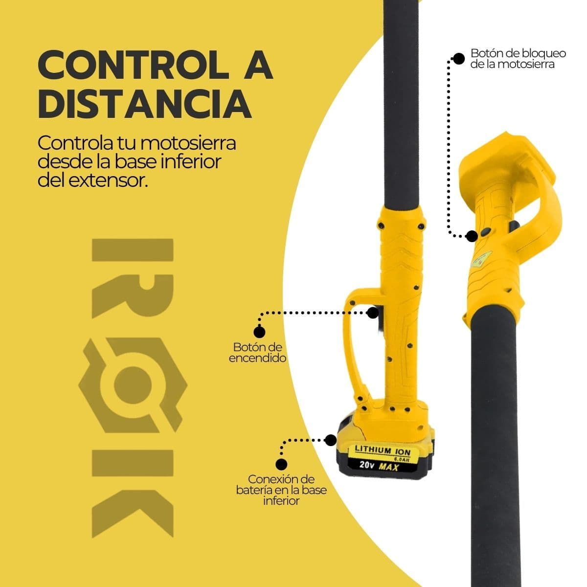 Motosierra 6” ROK Inalámbrica + Extensor y 2 Baterías — imagen 7