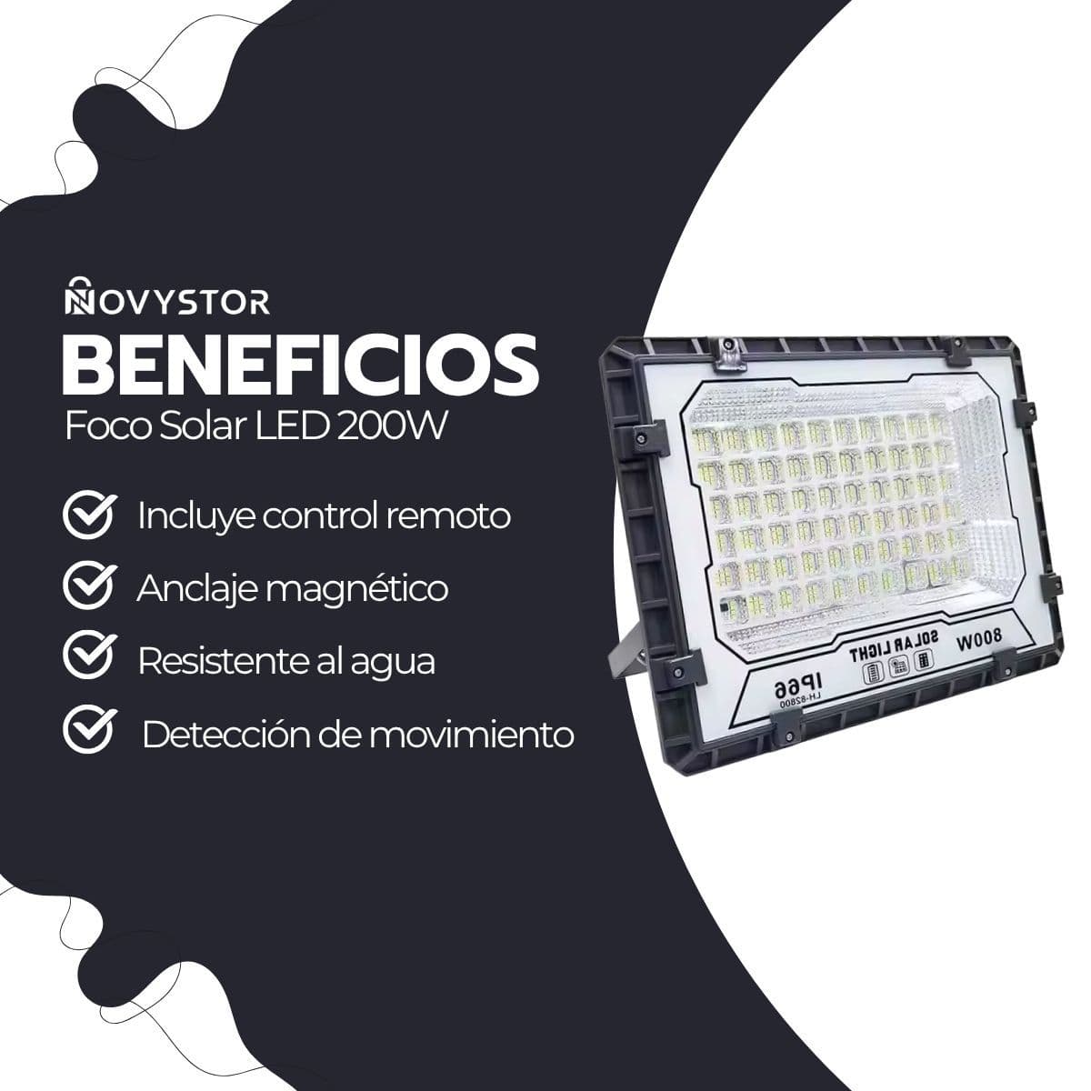 Foco Solar LED 200W IP66 con Sensor Movimiento y Control — imagen 4