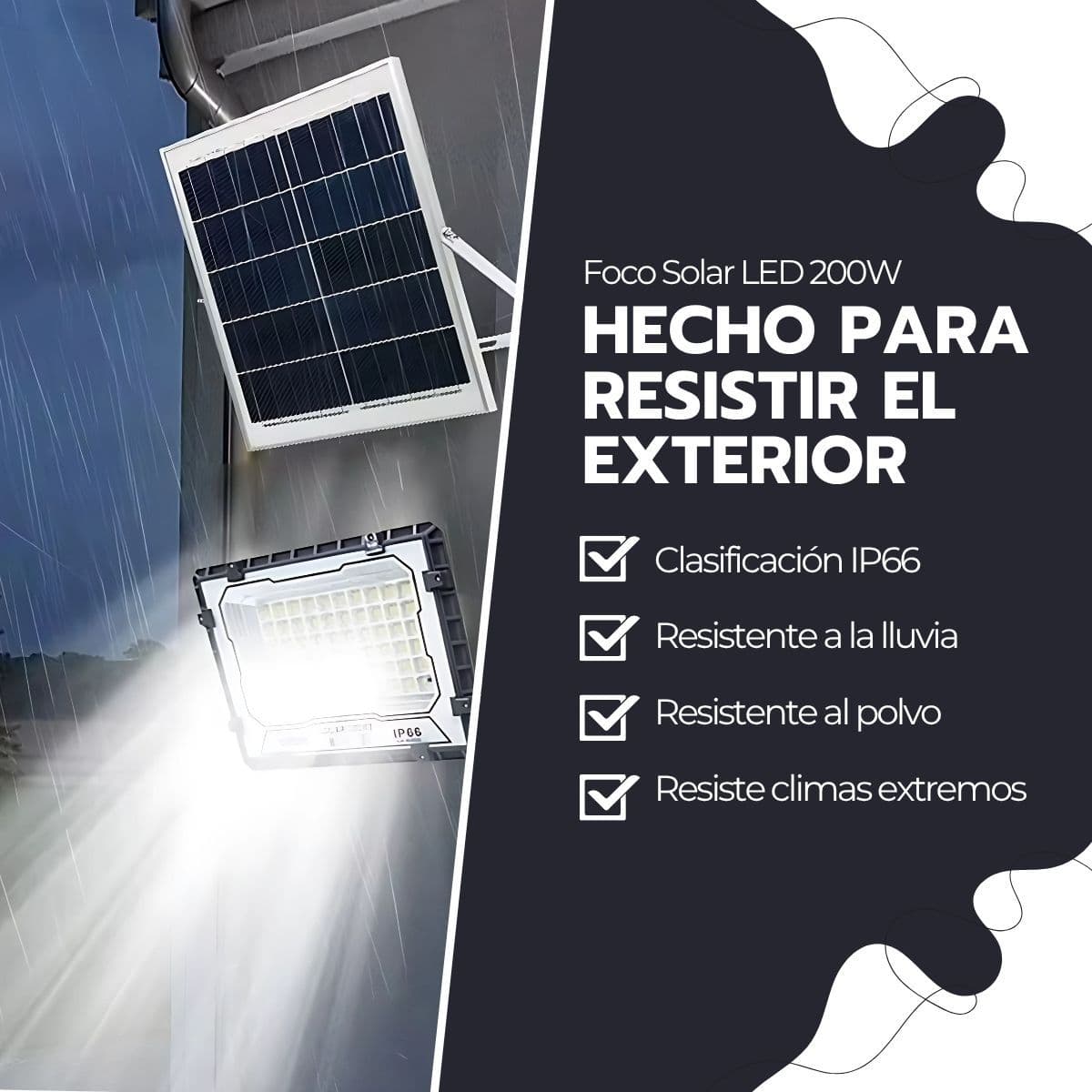 Foco Solar LED 200W IP66 con Sensor Movimiento y Control — imagen 7