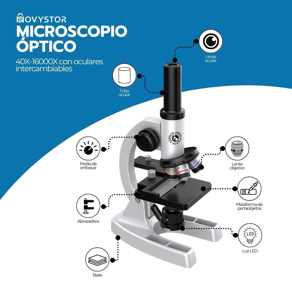 Microscopio Profesional 16000X con Accesorios y Muestras — imagen 3
