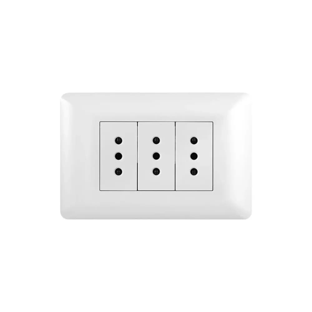 Enchufe Tomacorriente Triple 250V Blanco Hogar y Oficina