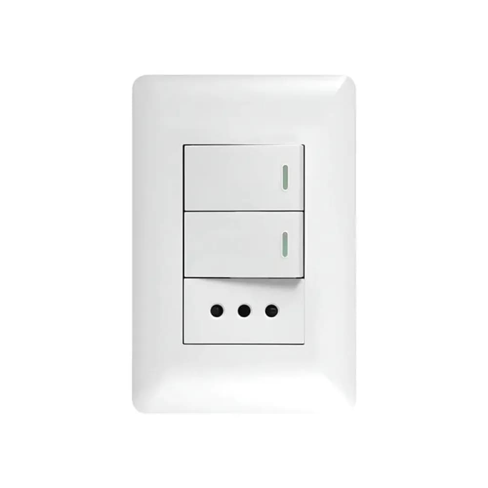 Enfunche + 2 interruptores 10A 250V Blanco Hogar y Oficina