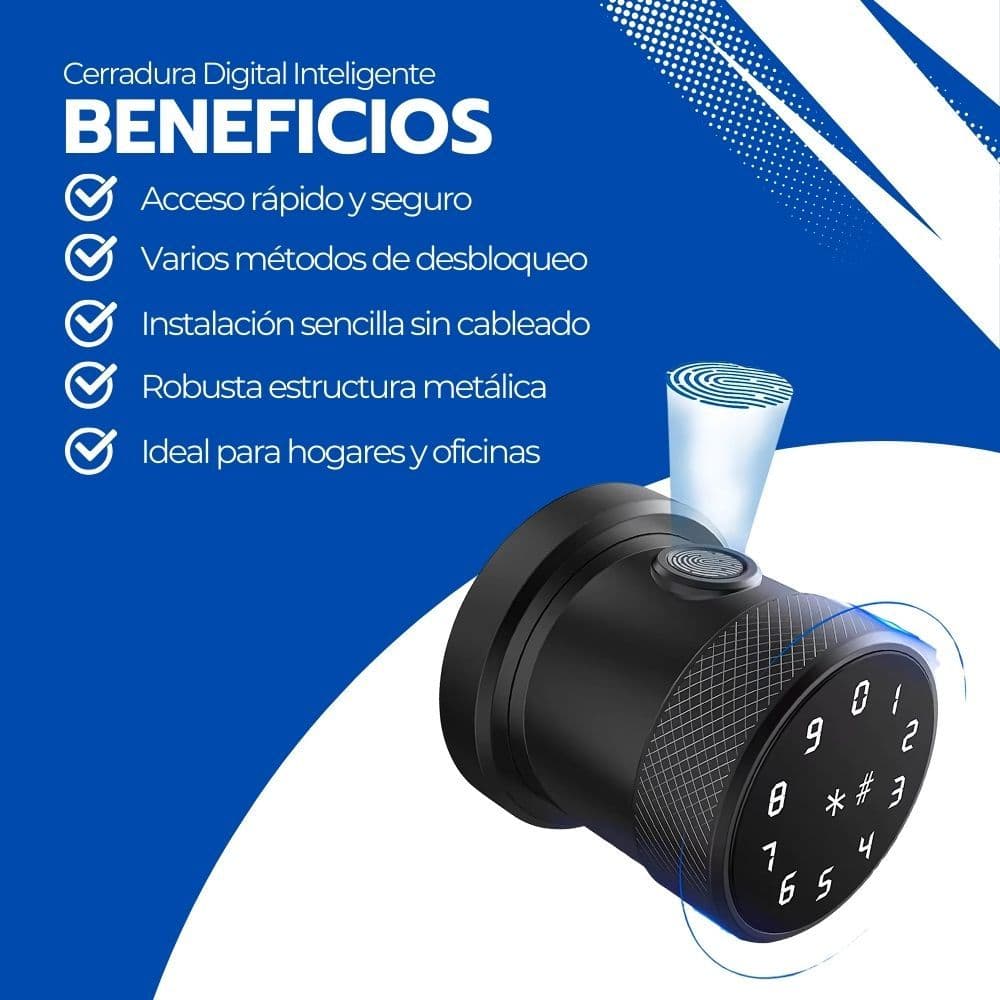 Cerradura Digital Inteligente Circular Acero, huella y Clave — imagen 4