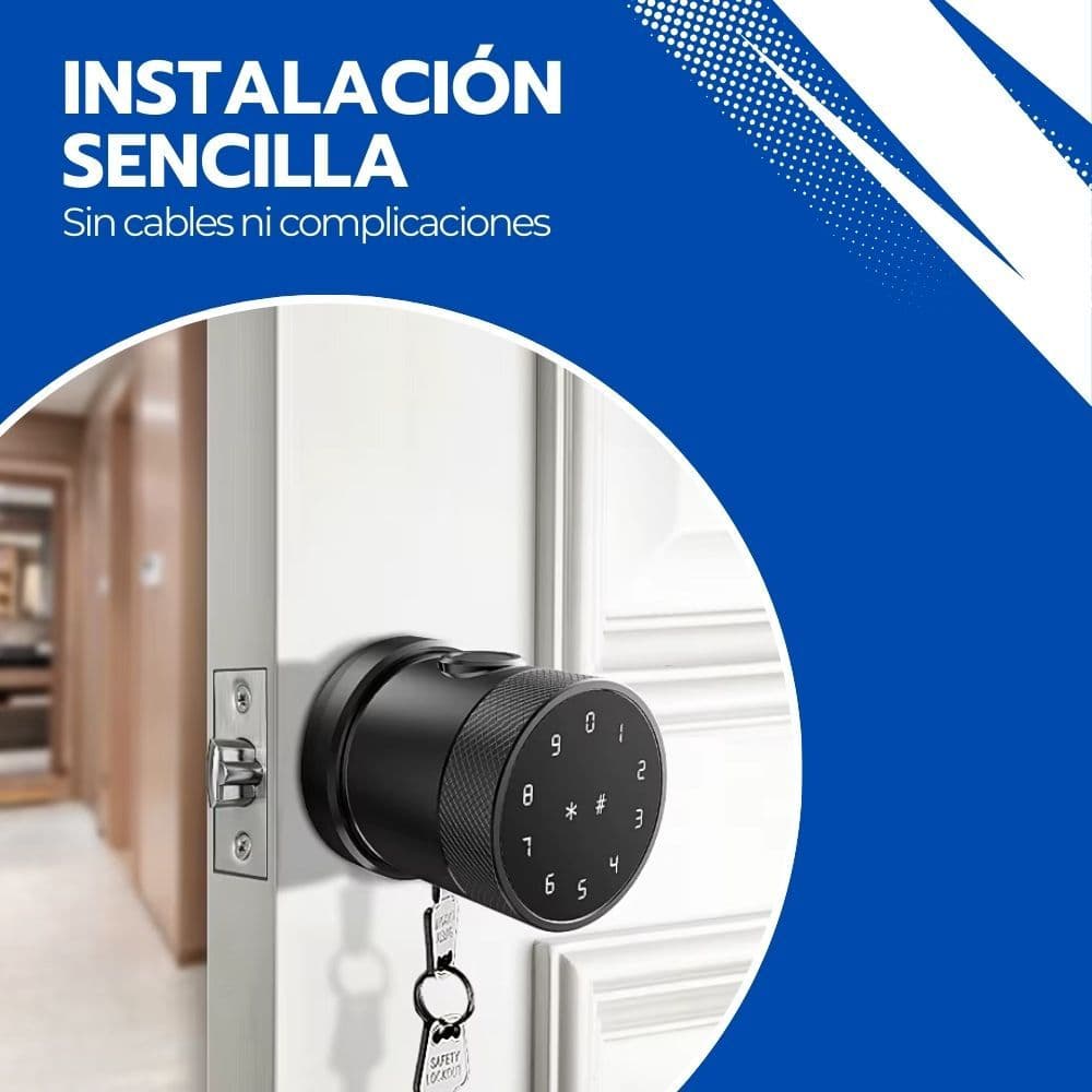 Cerradura Digital Inteligente Circular Acero, huella y Clave — imagen 6